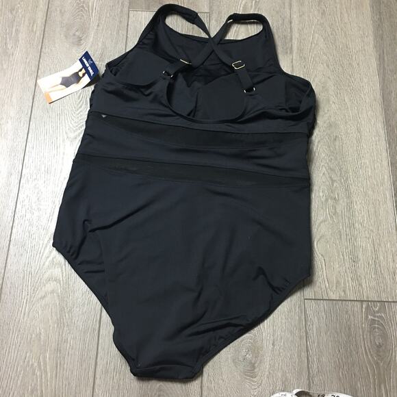 Lands' End Women's Dark Black One Piece Swimsuit size XXL NWT - Picture 2 of 10